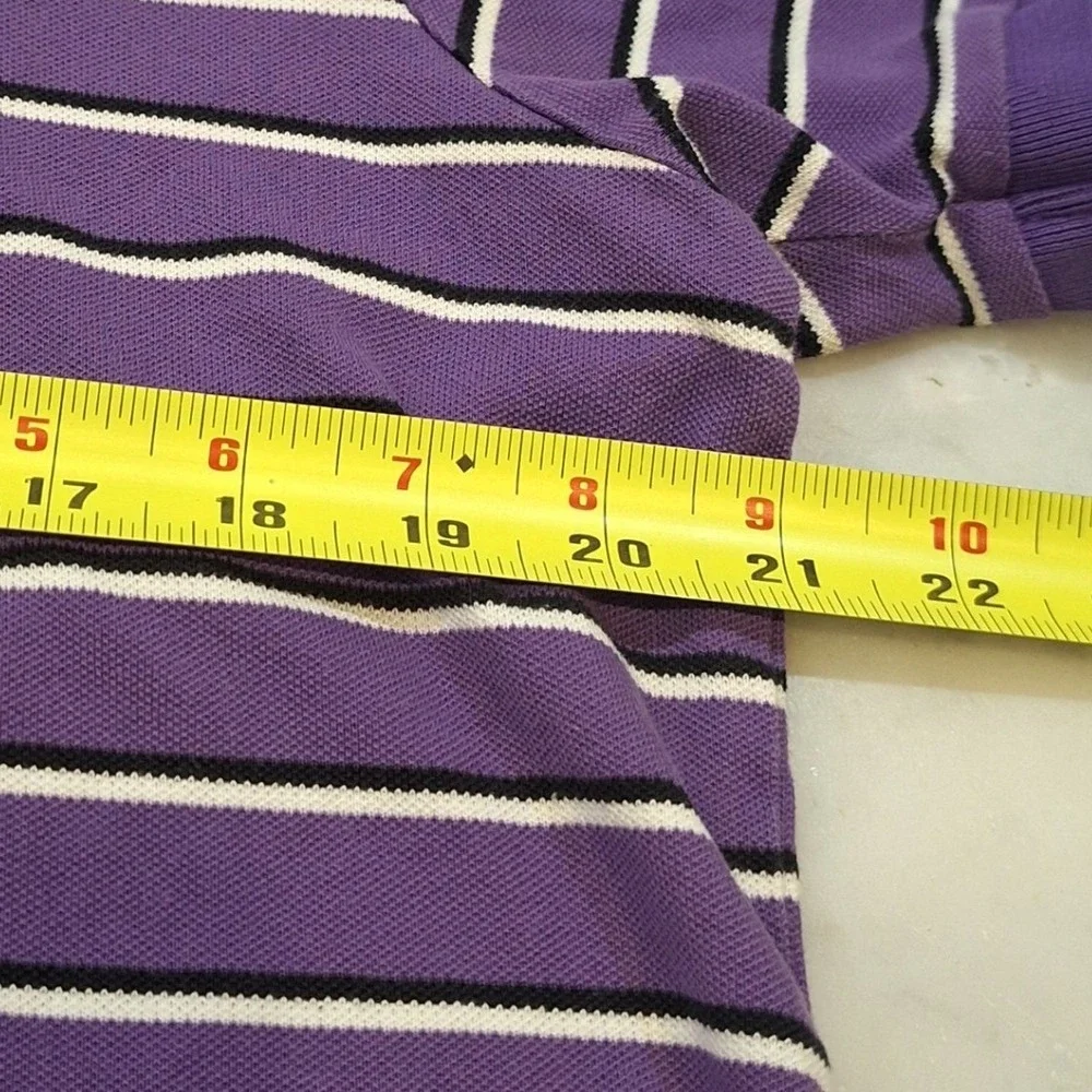 Polo Ralph Lauren Polo Shirt Mens L Purple Striped Stretch Mesh Pony Logo Spot